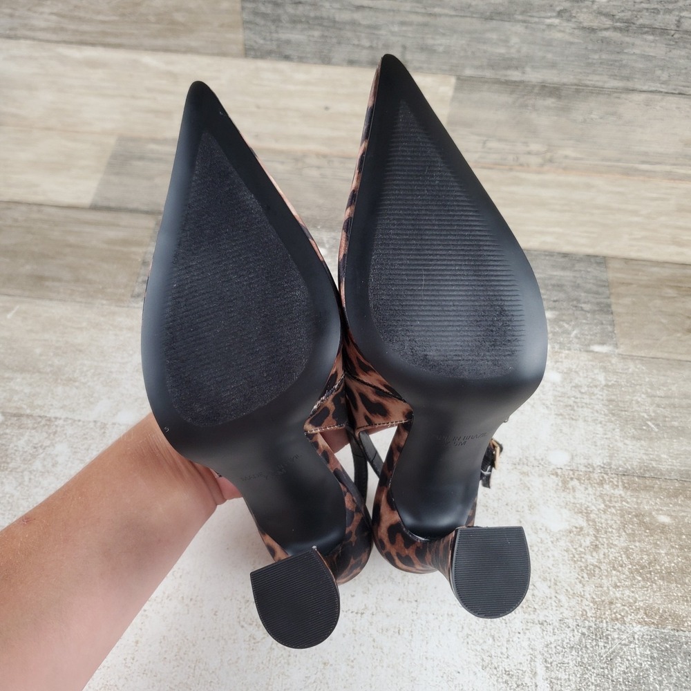 Steve Madden Blare Womens Pumps Sz 7.5 M Black Brown Leopard Print Block Heel - Picture 8 of 10